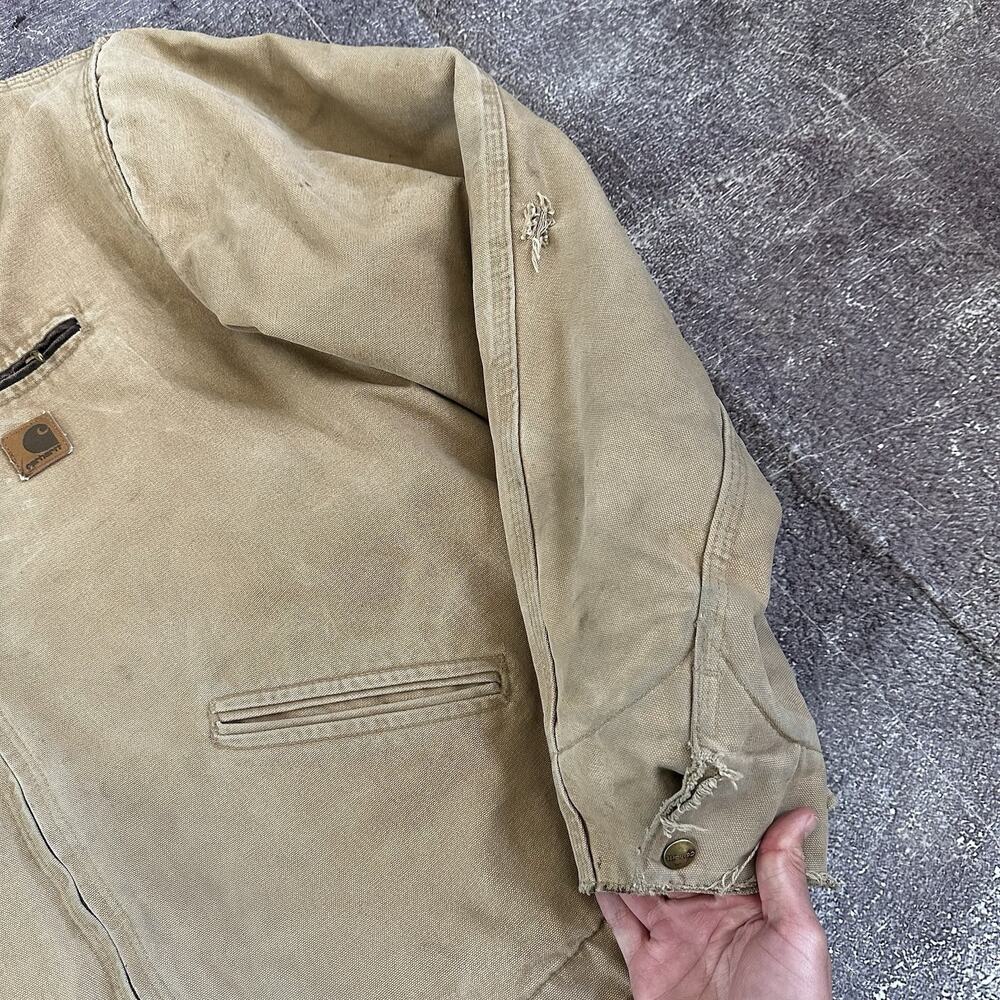 Men's Vintage Y2K Carhartt J97 Brown Blanket Lined Detroit Canvas Jacket Sz 2XLT